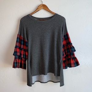 High-Low Ruffle Sleeve Top